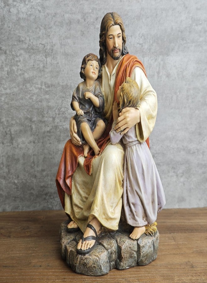 BC BUILDCLASSIC BC Catholic Jesus with Children Statue, Religious Figure, Inspirational Indoor Home Decor, Devout Gift for Child Baptism, 8.8" H, Renaissance Sculpture Handmade by Buildclassic - Image 3